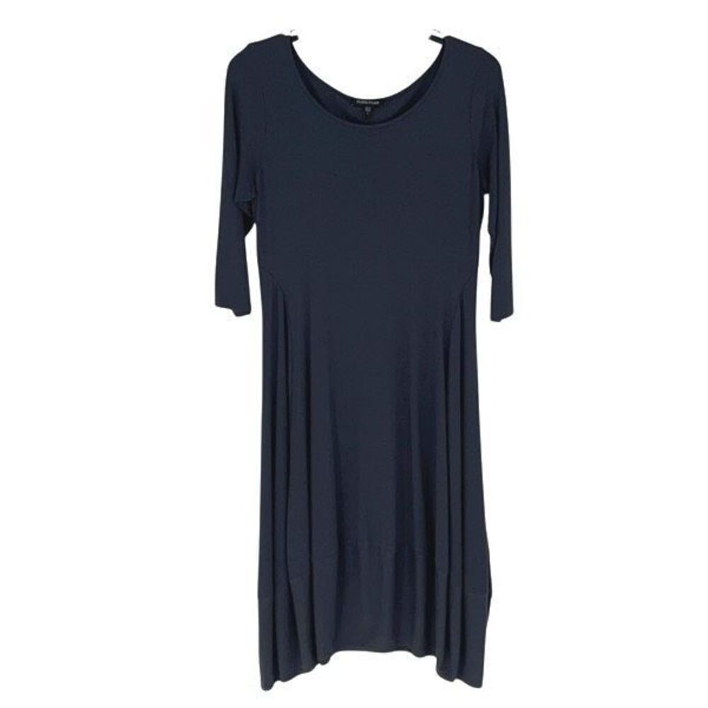Eileen Fisher Womens 3/4 Sleeve Midi Pullover Fit & Flare Dress Charcoal Size Sm